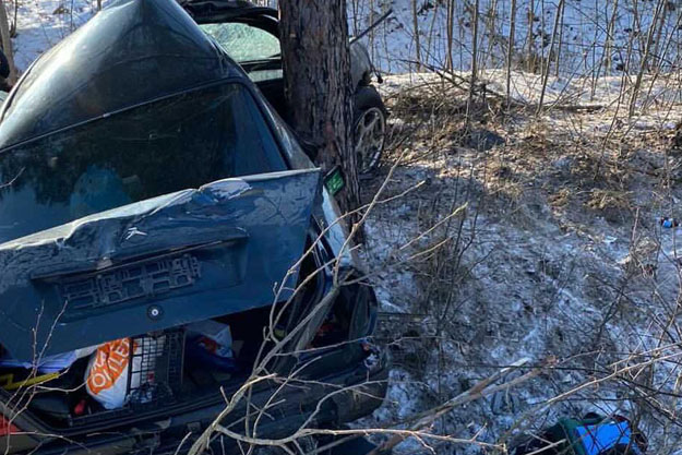 В Киевской области Mercedes врезался в дерево