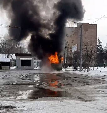 В Харькове вспыхнула маршрутка