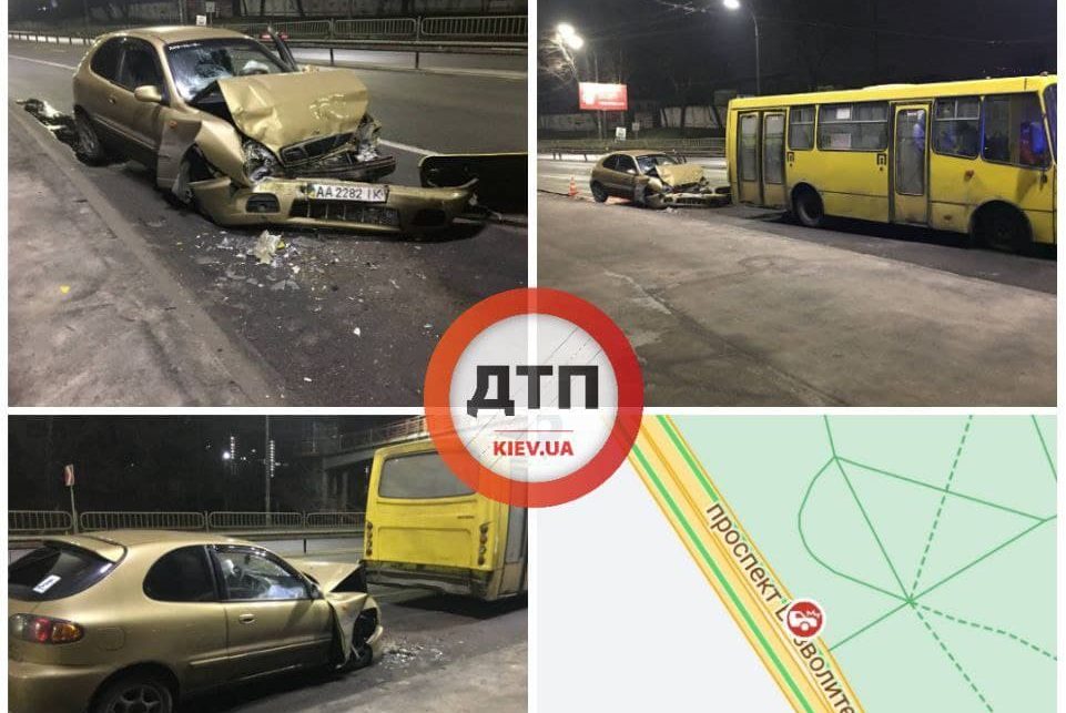 В Киеве водитель Daewoo протаранил маршрутку