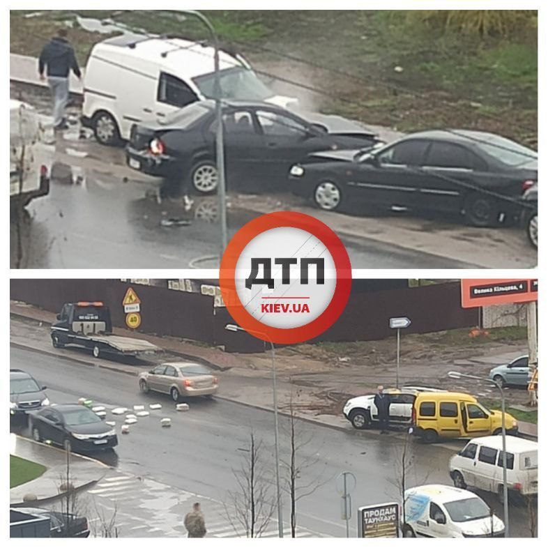 Под Киевом сразу четыре авто попали в аварию