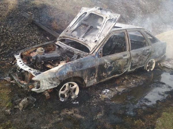 На Львовщине из-за сжигания сухостоя полностью сгорел Ford
