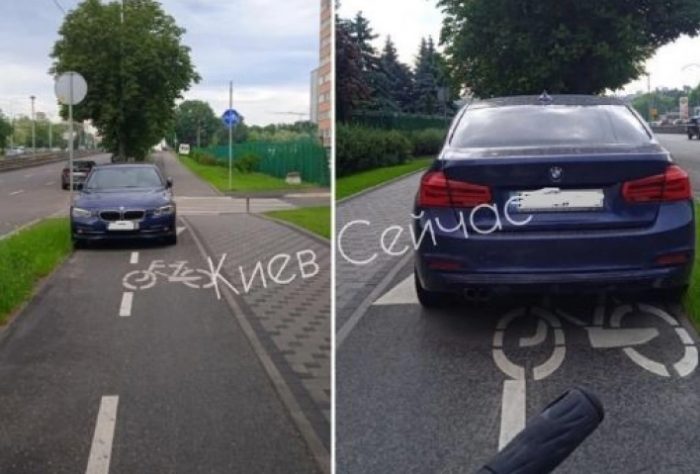«Герой парковки» в столице заблокировал велодорожку (ФОТО)