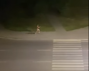 Ночью в Луцке по проспекту бегал голый мужчина (ВИДЕО)
