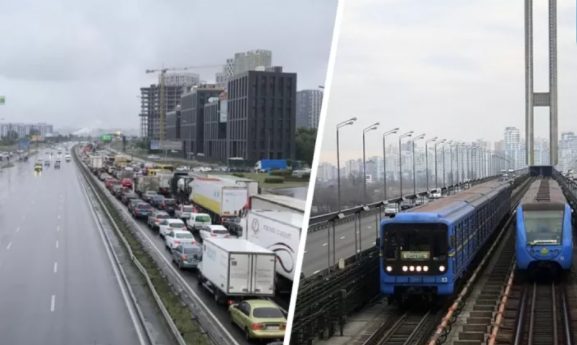 Возле Южного моста в Киеве образовалась масштабная пробка (ФОТО)