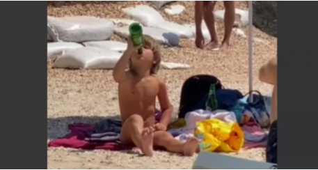 В курортной Кирилловке ребенок пил пиво за спиной у отца (ФОТО, ВИДЕО)