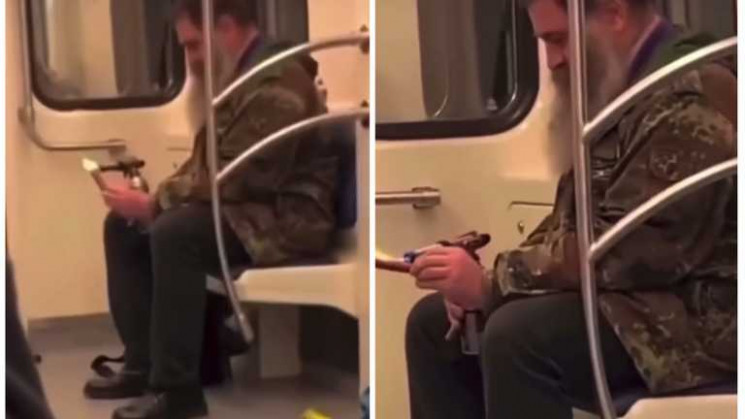 В Киеве мужчина жарил сосиску прямо в вагоне метро (ВИДЕО)