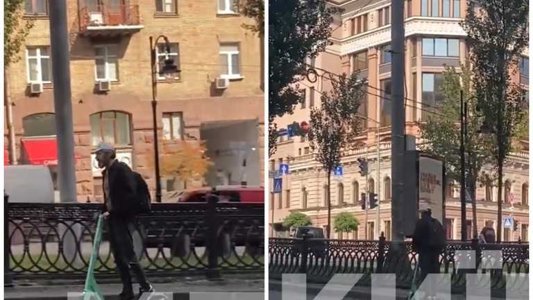 В Киеве мужчина на электросамокате прокатился на скорости по встречной (ФОТО, ВИДЕО)