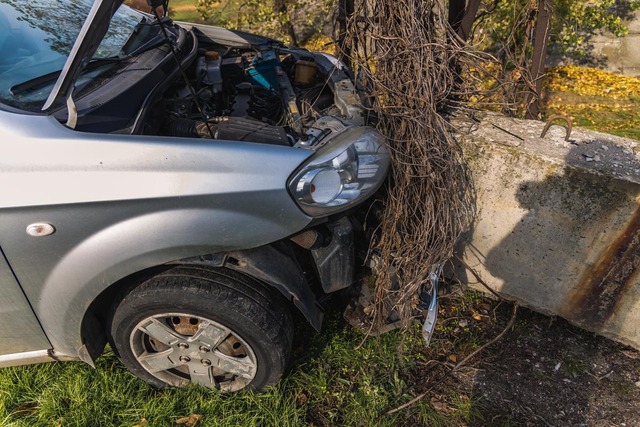 В селе Запорожской области авто врезалось в бетонное ограждение (ФОТО)