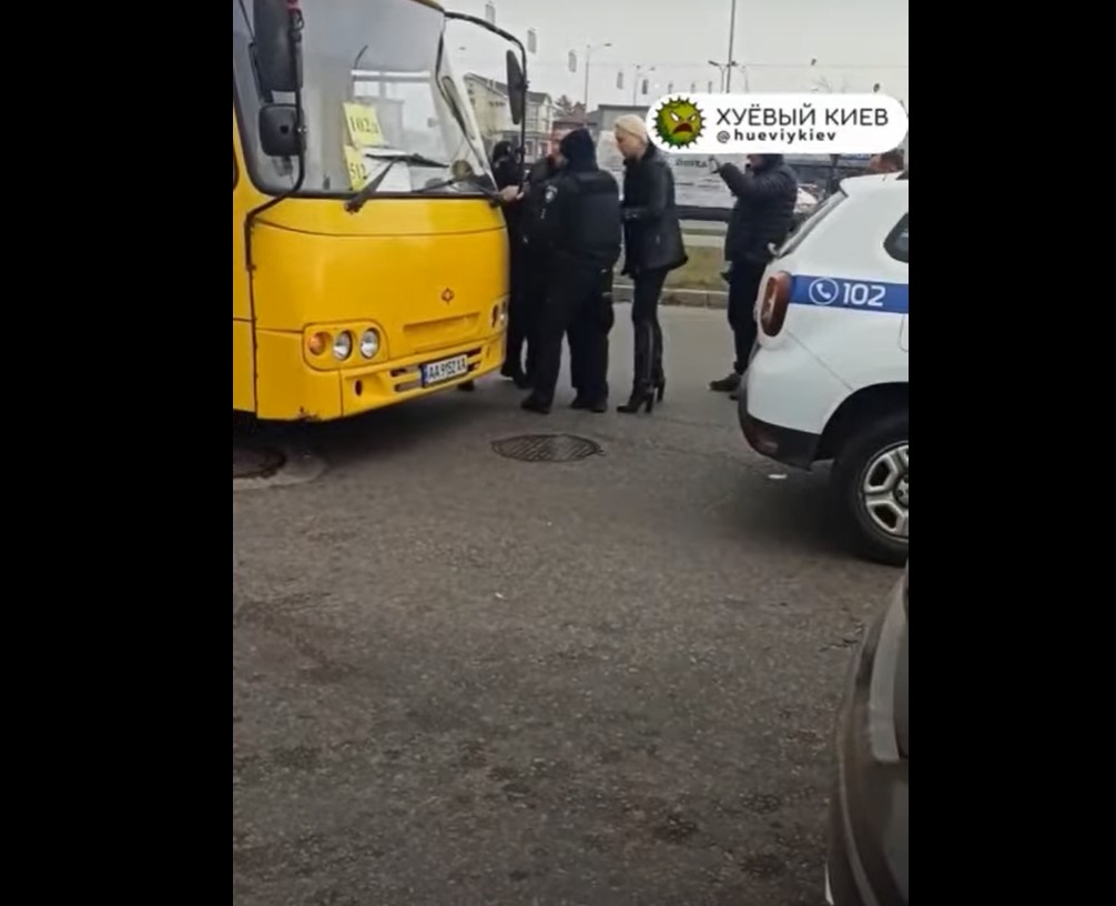 В Киеве при задержании водителя маршрутки пострадала женщина (ВИДЕО)