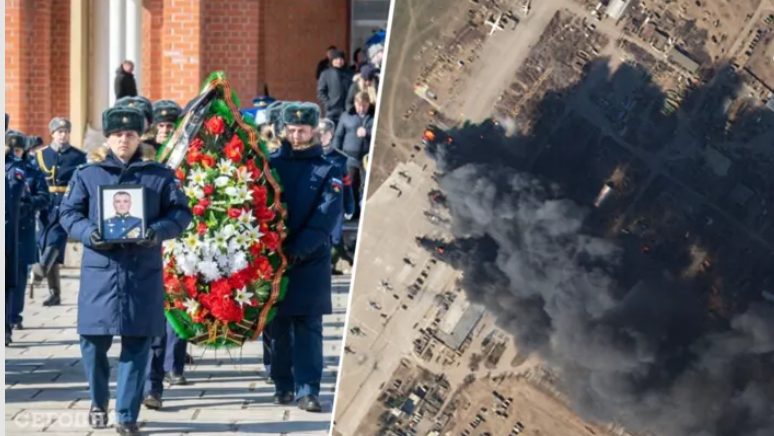 РосСМИ показали похороны убитого в Украине замкомандира авиаполка