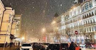 Вечером в Киеве выпал первый снег