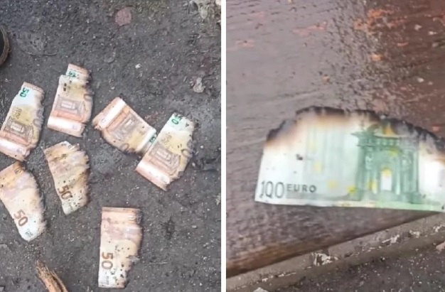 В канализацию в Тернопольской области выбросили пачки евровалюты