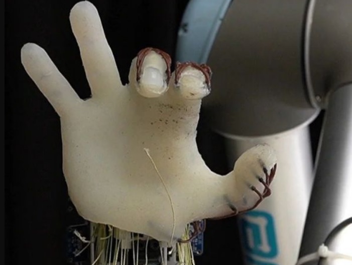 Ученые разработали руку-робот с &#171;чувствительной кожей&#187;: может брать предметы и &#171;чувствовать&#187; их поверхность с помощью датчиков