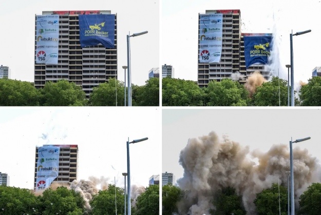 В немецком Дуйсбурге взорвали 63-метровую высотку: дом стоит без жильцов с 2020 года