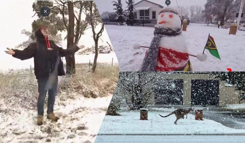 Летом в Австралии выпал снег: некоторые местные никогда не видели таких осадков