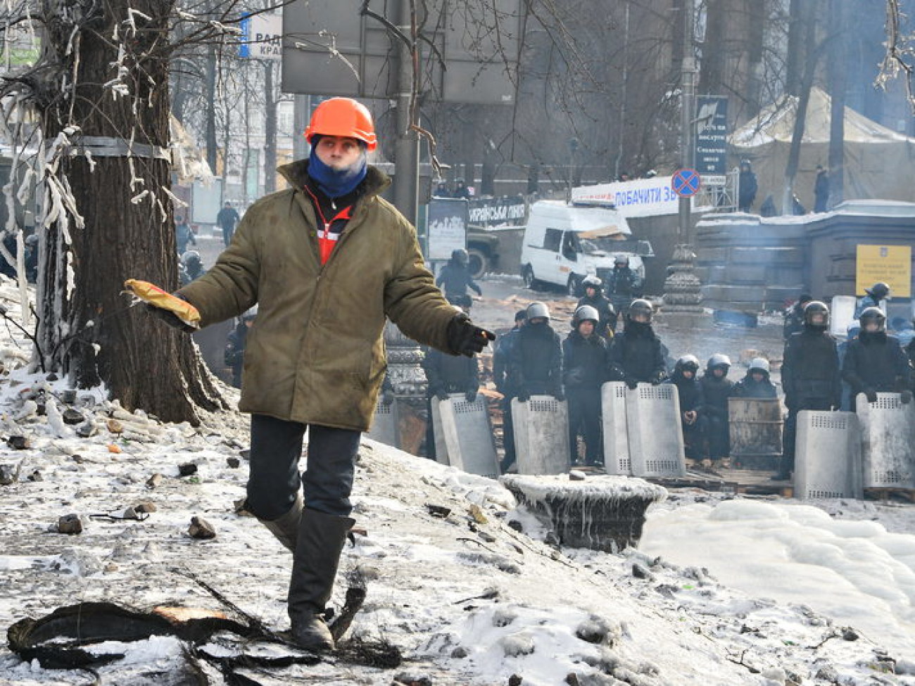 Перемирие в центре Киева продолжается, 1 февраля 2014г.