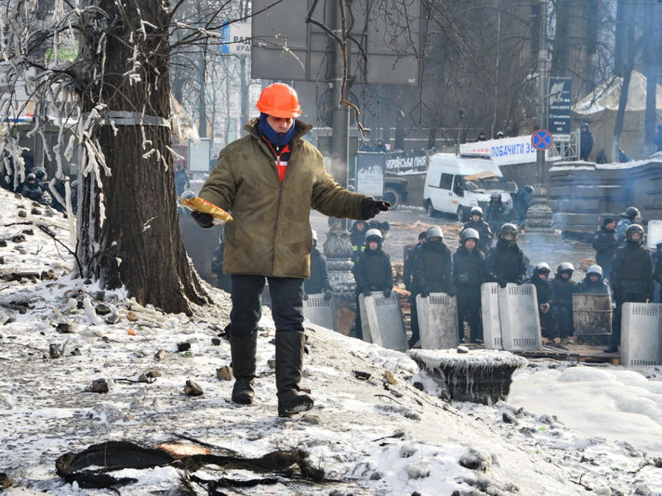 Перемирие в центре Киева продолжается, 1 февраля 2014г.