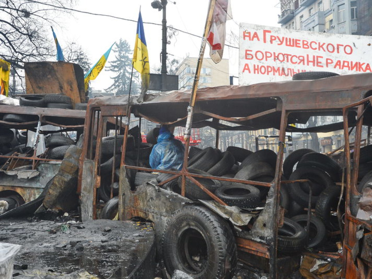 На Грушевского начали пропускать пешеходов, 17 февраля 2014г.