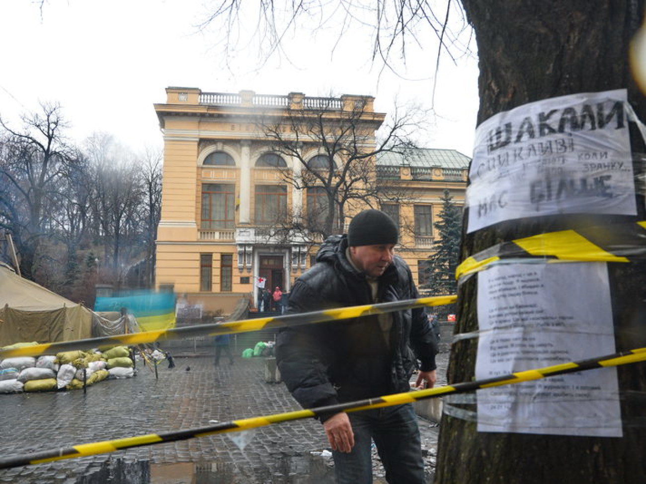 На Грушевского начали пропускать пешеходов, 17 февраля 2014г.