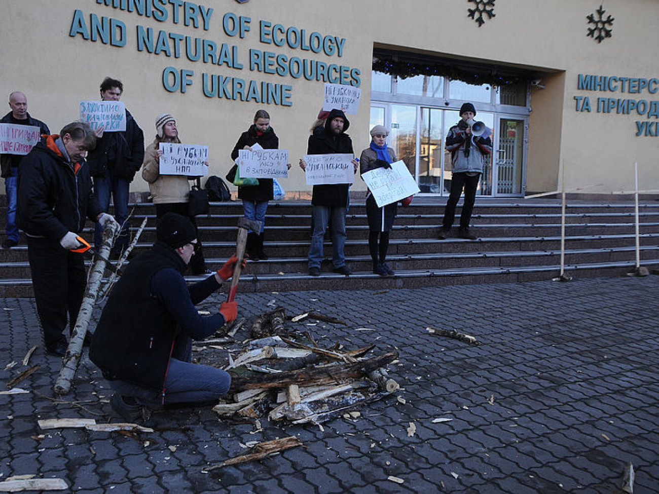 Активисты пикетировали минэкологии, защищая леса Карпат