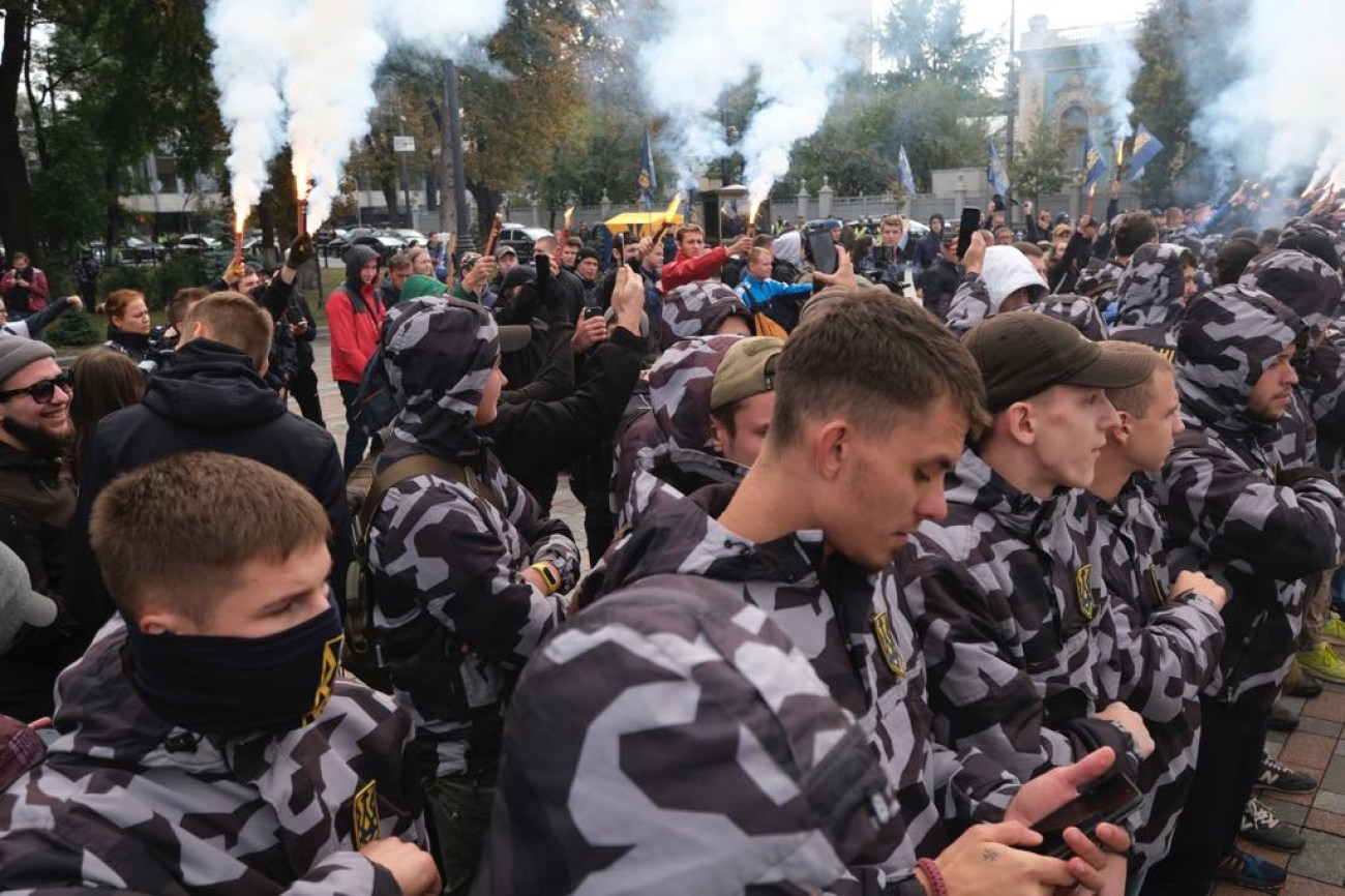 &#171;Нацкорпус&#187; провел митинг в поддержку воинов АТО-иностранцев