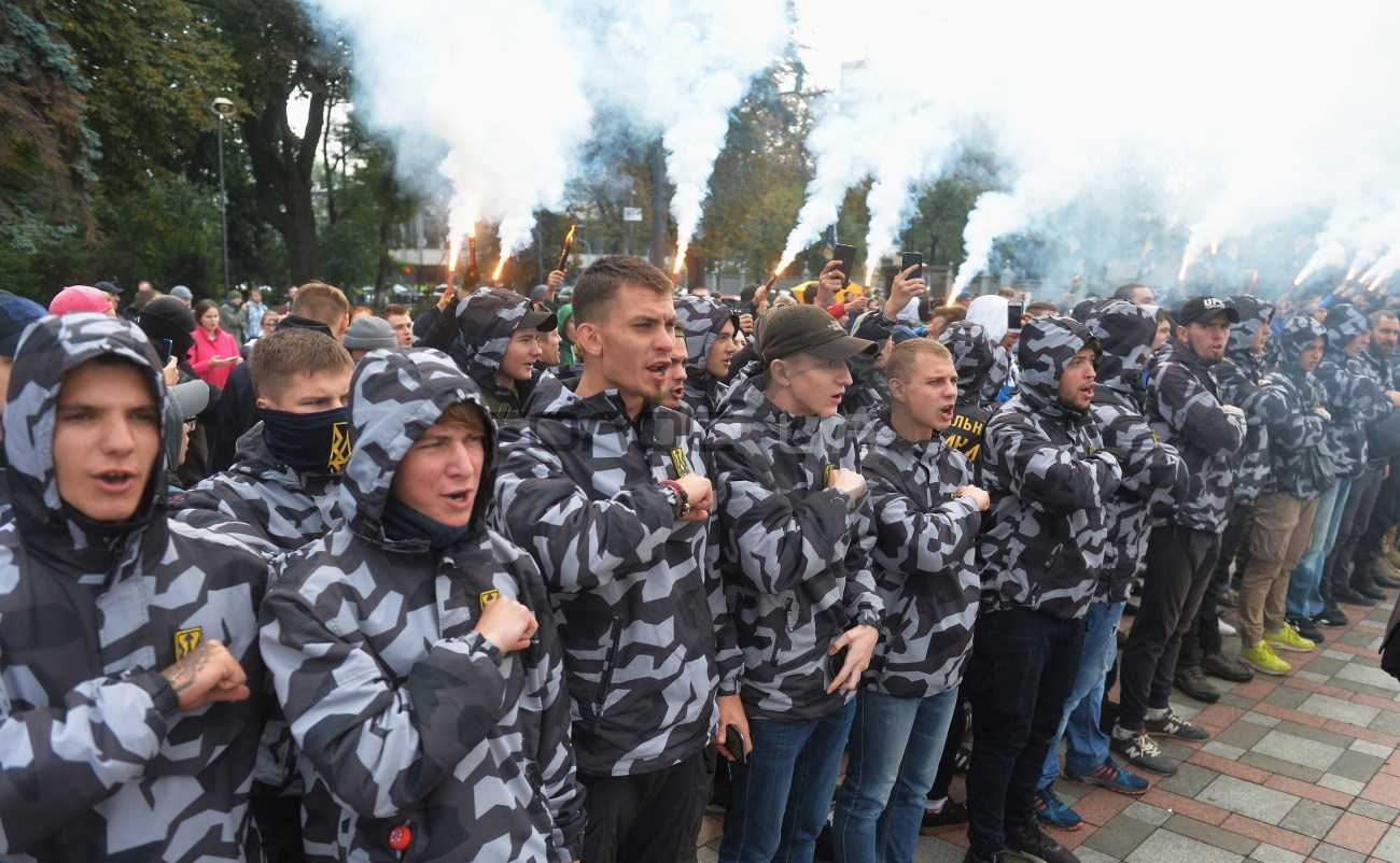 &#171;Нацкорпус&#187; провел митинг в поддержку воинов АТО-иностранцев