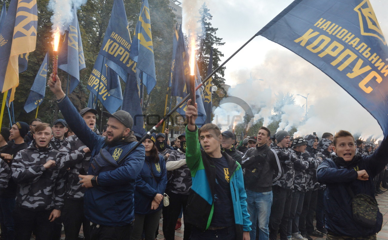 &#171;Нацкорпус&#187; провел митинг в поддержку воинов АТО-иностранцев