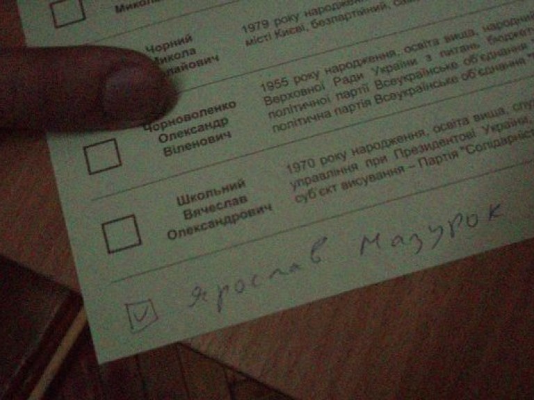 Украинец проголосовал за «караванского стрелка» Ярослава Мазурка (ФОТО, ДОКУМЕНТ)