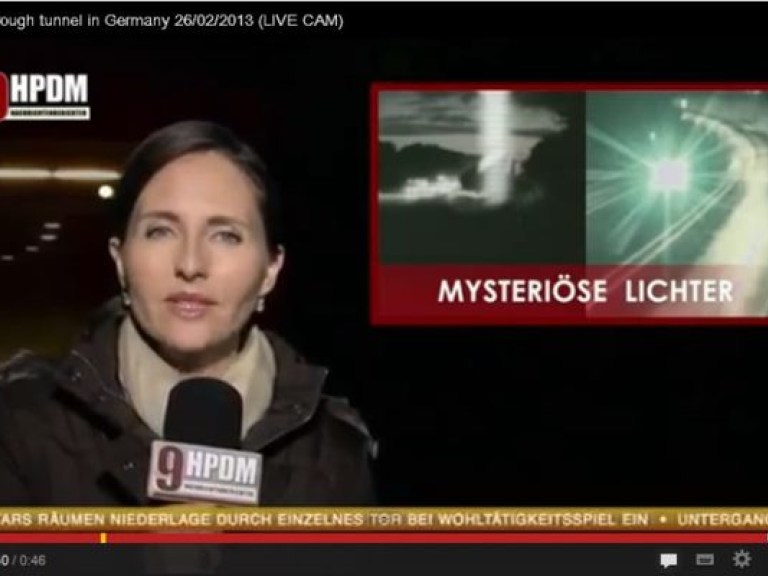 Немецкое ТВ обнародовало уникальные кадры НЛО в туннеле (ВИДЕО)