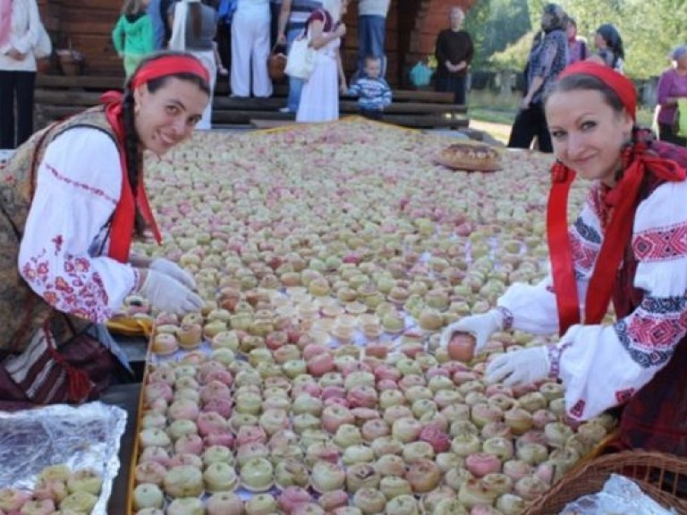 В Мамаевой Слободе составили карту казацких земель Украины из печеных яблок (ФОТО)
