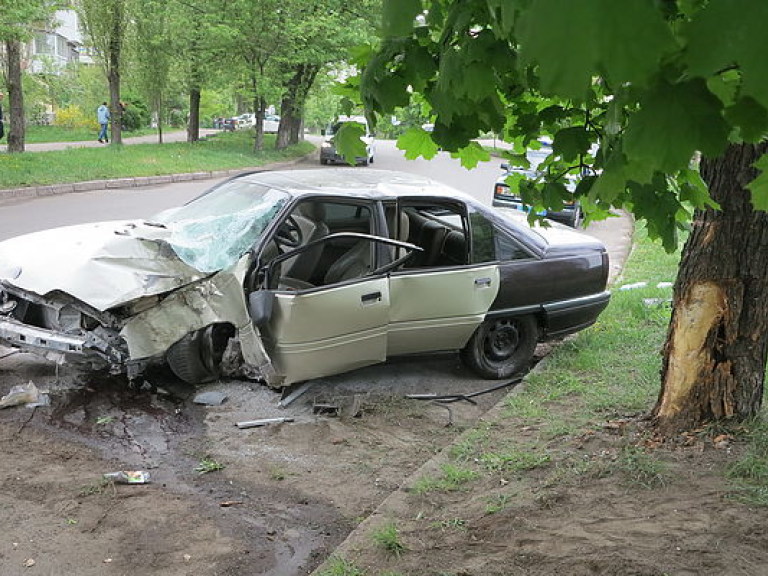 В Днепровском районе Киева машина врезалась в дерево, есть пострадавшие (ФОТО)