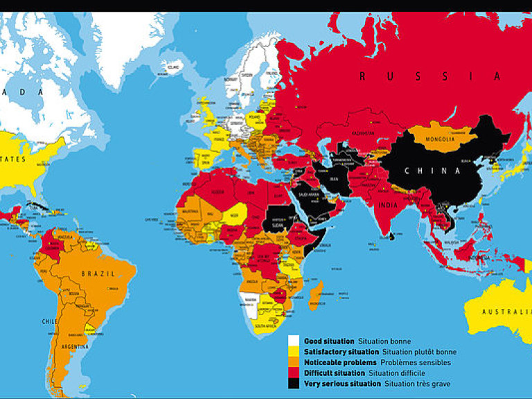 «Репортеры без границ»: В рейтинге свободы прессы Украину опустили на 2 позиции