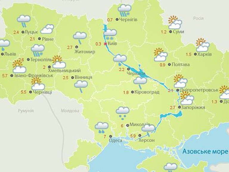 Синоптик: 12 февраля в Украине стихнет ветер и прекратятся осадки (КАРТА)
