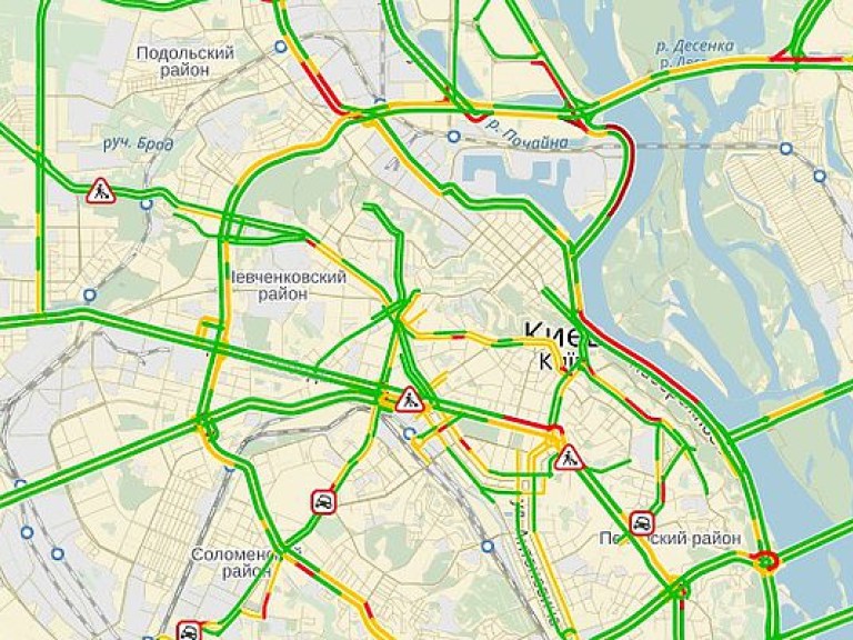 Уровень утренних пробок в Киеве составляет 4 балла (КАРТА)