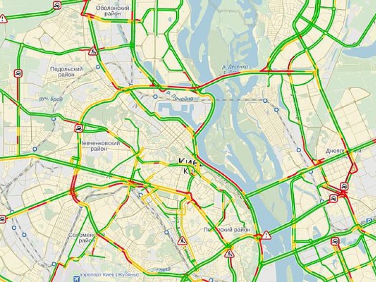 Уровень столичных пробок составил 7 баллов (КАРТА)