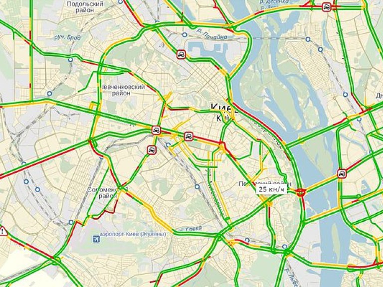 Утром в Киеве образовалось несколько серьезных пробок (КАРТА)