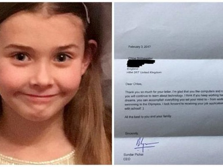 Семилетней девочке после ее письма пообещали работу в Google (ФОТО)