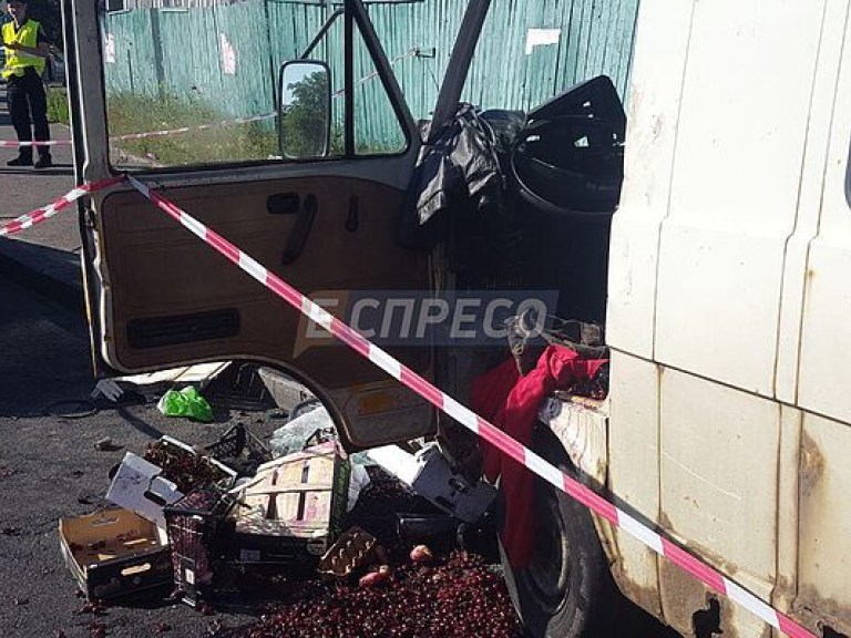 В Киеве микроавтобус врезался в столб, погибла женщина (ФОТО)