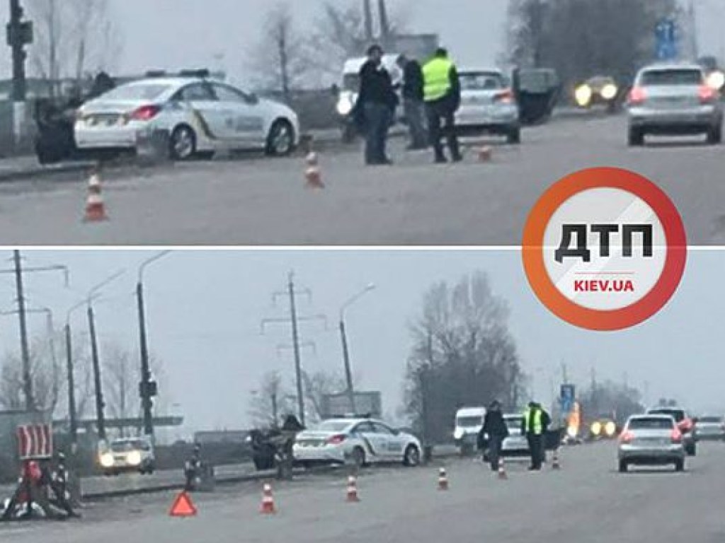 На Одесской трассе под Киевом произошло ДТП с опрокидыванием авто (ФОТО)