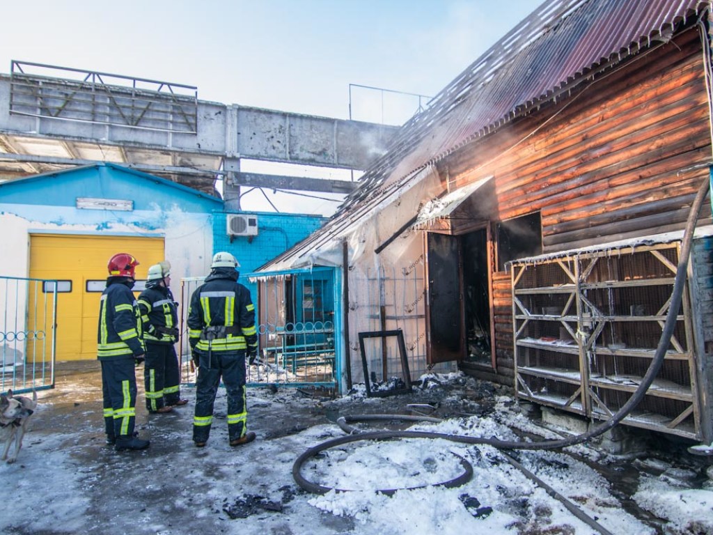 Под Киевом сгорело сооружение на территории строительного рынка (ФОТО)