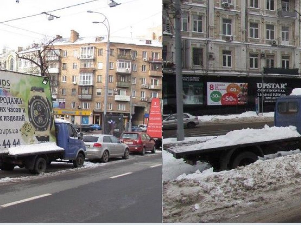 В центре Киева начали демонтировать незаконную &#171;рекламу на колесах&#187; (ФОТО)