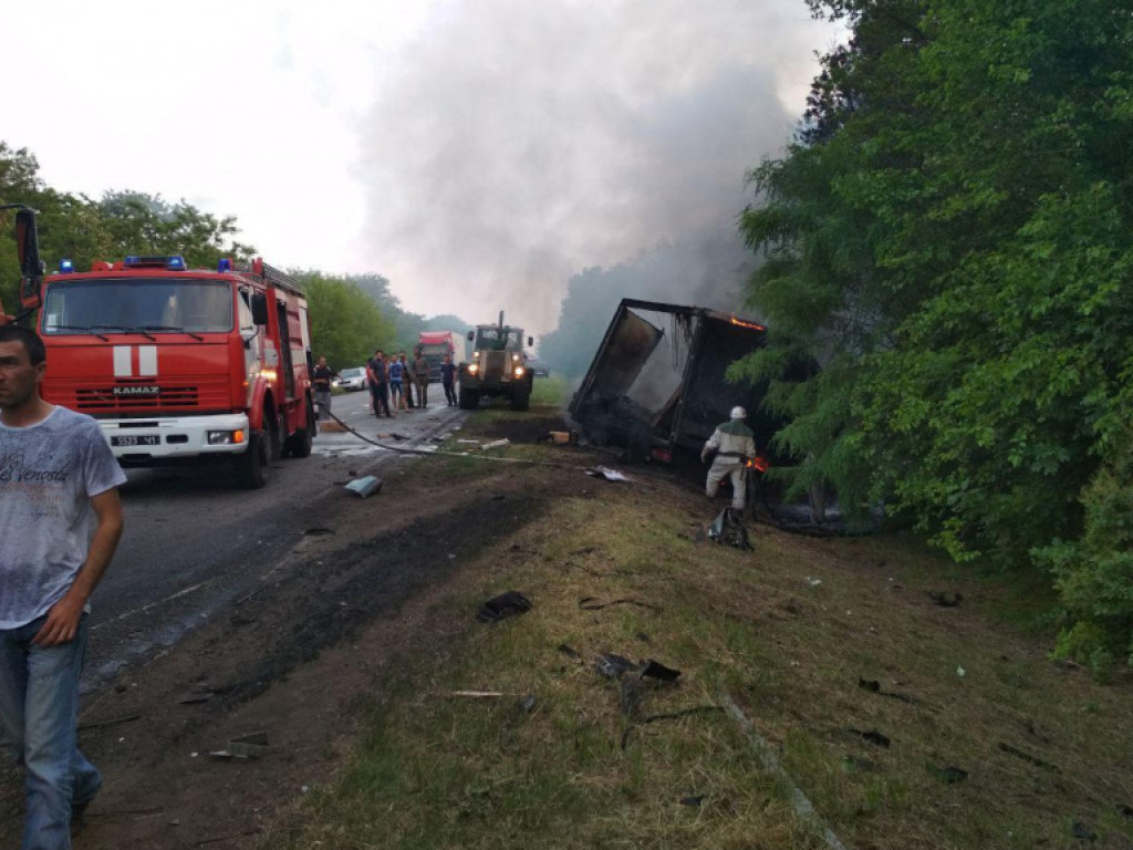 В Запорожской области Mazda от столкновения с фурой слетела в кювет и загорелась (ФОТО)