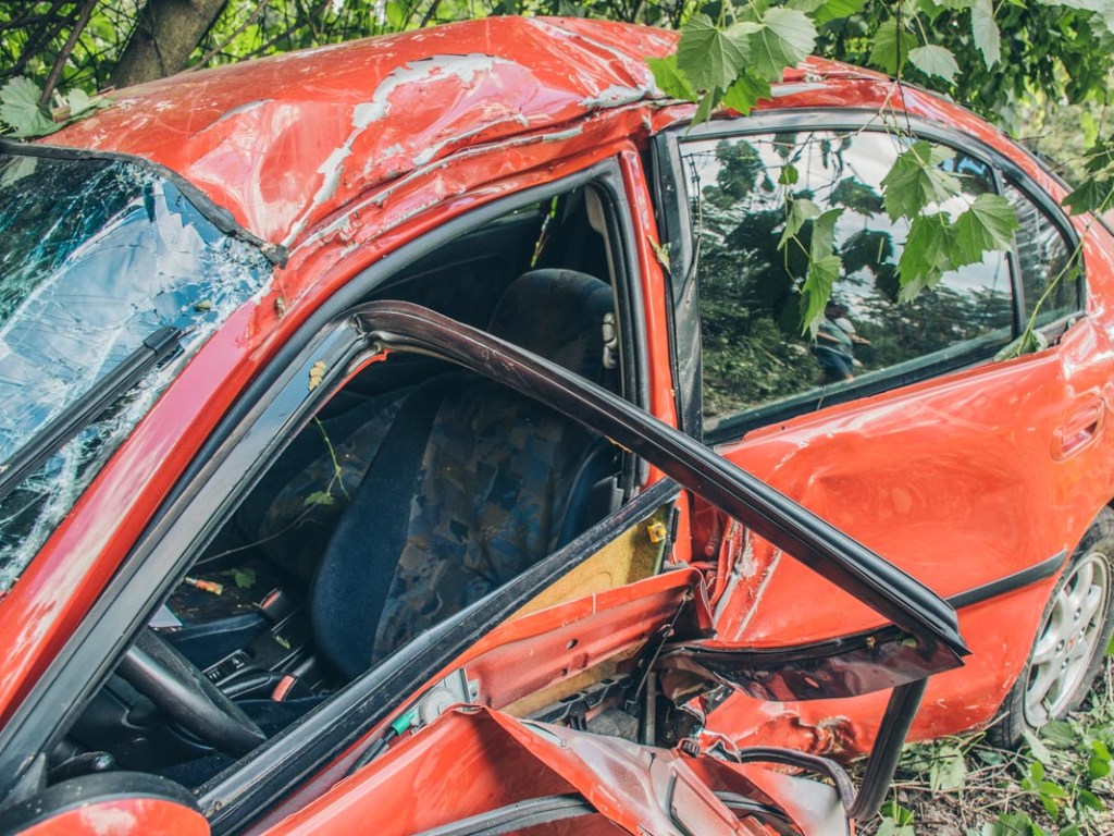 В Киеве пьяный именинник на Mitsubishi снес дерево: пострадали два человека (ФОТО)
