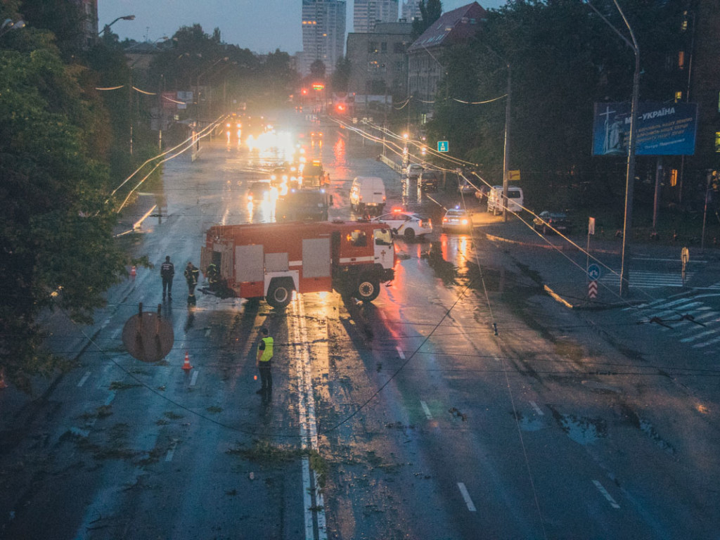Поваленные деревья и затопленные улицы: в сети показали последствия ночного ураган в Киеве (ФОТО, ВИДЕО)