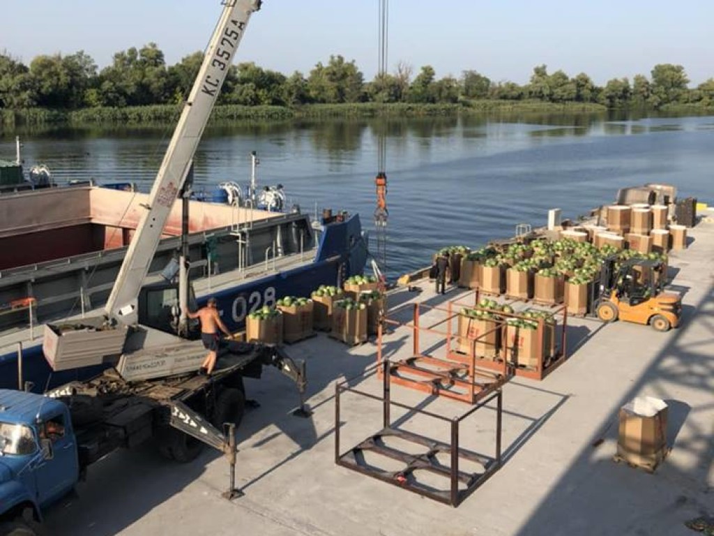 В Киев из Херсонской области отправили баржу с арбузами (ФОТО, ВИДЕО)