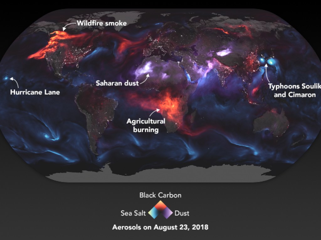 В NASA создали карту пылевых облаков мелкой пыли над планетой (ФОТО)