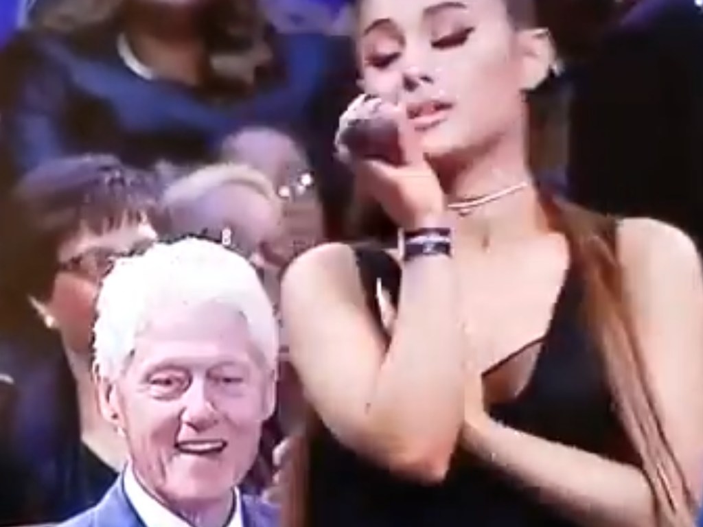 Билл Клинтон на похоронах засмотрелся на фигуру Арианы Гранде (ФОТО, ВИДЕО)