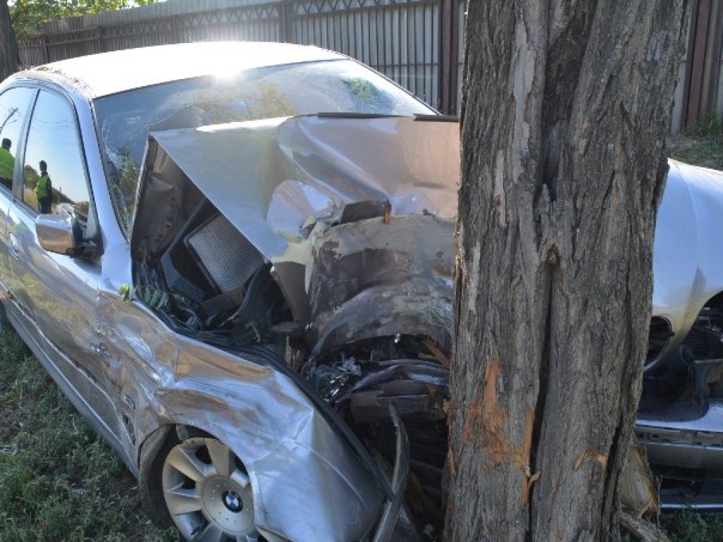 В Николаеве BMW от столкновения с Hyundai влетело в дерево (ФОТО)