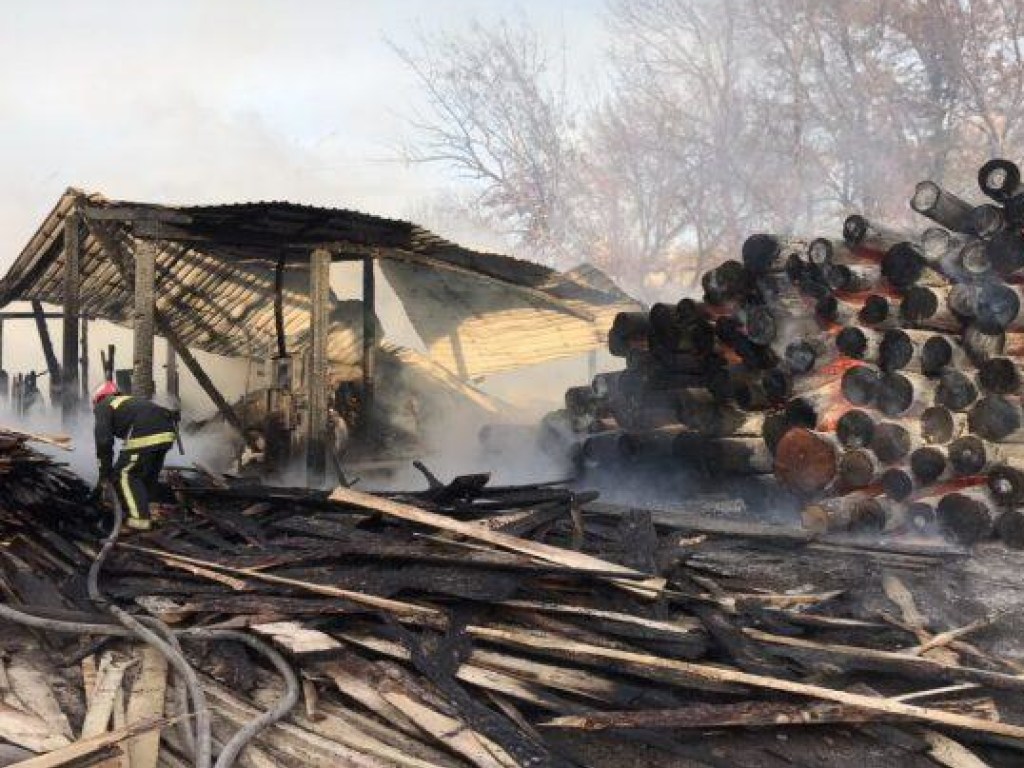 В Харькове горели склады с лесоматериалами (ФОТО, ВИДЕО)