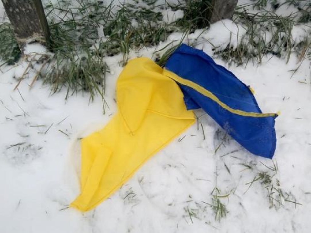 Рвал зубами: под Днепром пьяный мужчина надругался над флагом Украины (ФОТО, ВИДЕО)